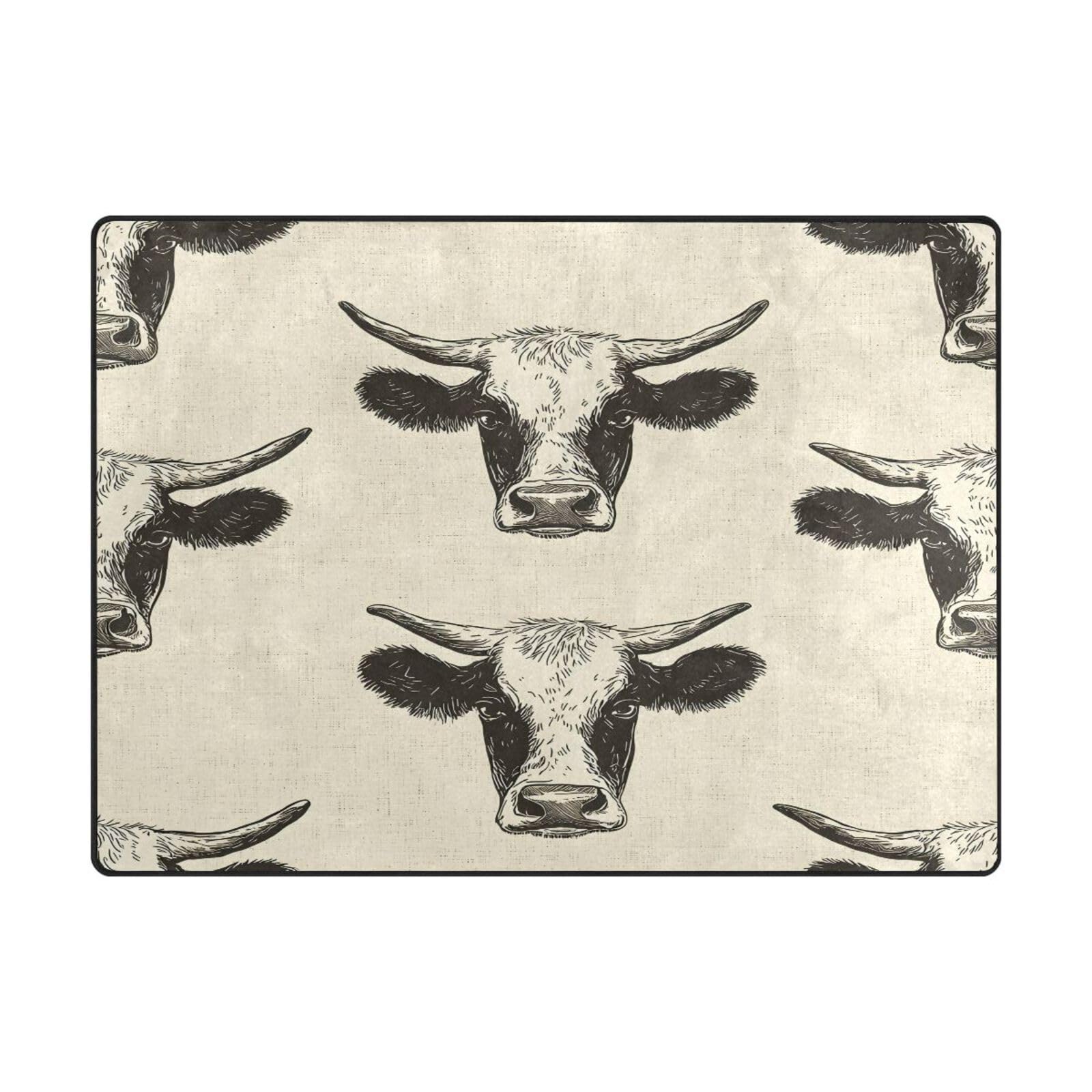 Tapis vache noir et blanc contemporain 203x147 cm pour salon