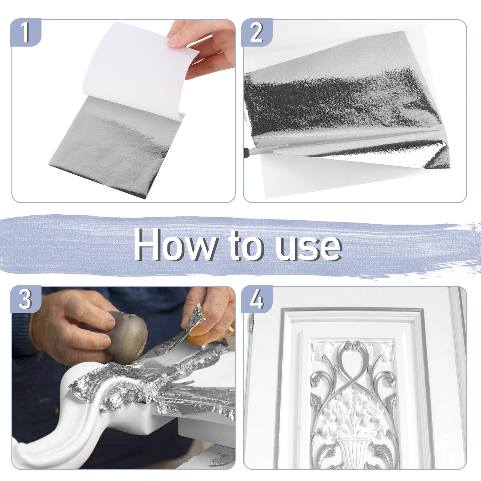 100 Fogli Foglia Argento 8x8.5 Cm UKOFEW - Per Decorazioni Artistiche, Fai Da Te E Artigianato - Foto 8