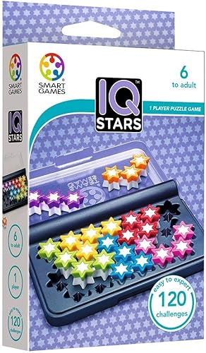 Miniatura 6 de SmartGames Paquete de 3 juegos IQ IQ XOXO, IQ Stars, IQ Link. 360 desafíos aptos para viajes para edades de 6 años - Adulto