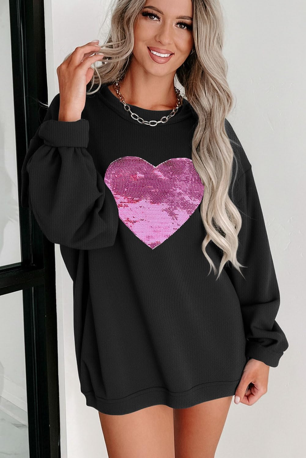 MARZXIN Women 2026 Holiday Casual Mardi Gras Sweatshirts Long Sleeve Sequin Sweatshirt Fashion Glitter Hoodies Outfits - Image 3