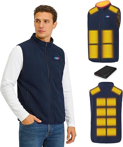 Heated Vest for Men with Power Bank,Lightweight Fleece Heated Vest for Hiking,Skiing,Camping in Winter