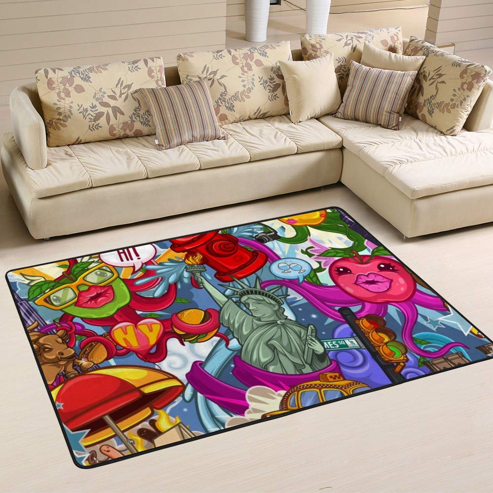 Tapis coloré graffiti Ruchen 150x100cm pour grand salon moderne
