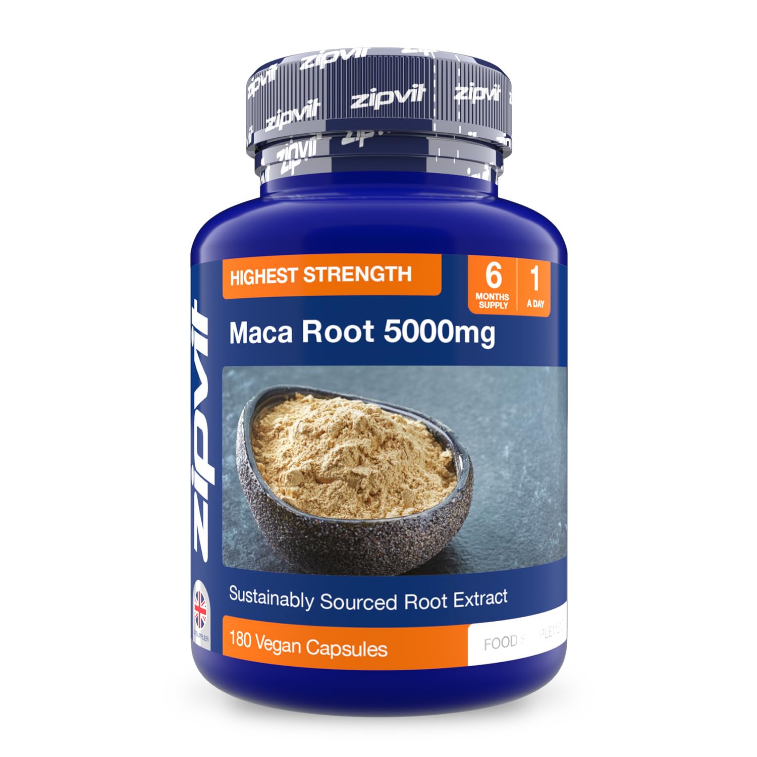 Zipvit Maca Root Capsules 5000mg, Black Maca and Yellow Maca Combination High Strength Maca Root Powder Extract. 180 Vegan Capsules, 6 Months Supply. Vegetarian Society Approved.