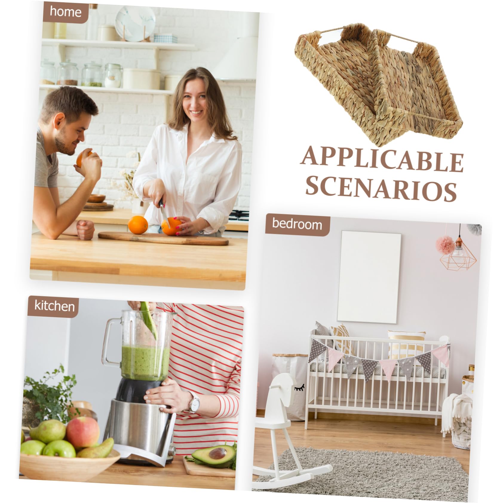 Garneck 2Pcs Woven Snack Basket Decorative Storage Baskets for Fruits Vegetables and Sundries Stylish Kitchen and Desktop Organizers Natural Design for Home Decor