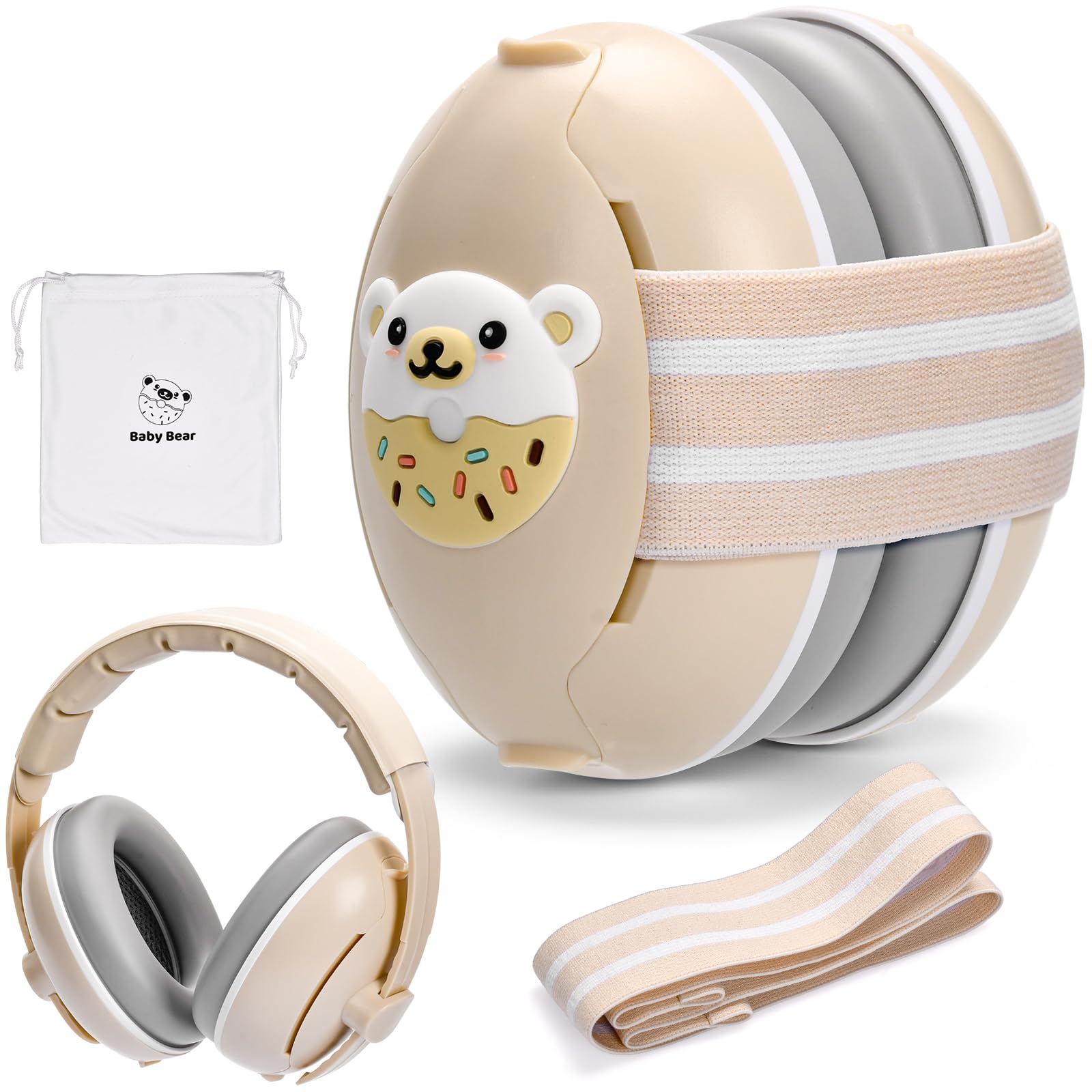 Cuffie Anti-Rumore Bambino 2-in-1, Cuffie Anti-Rumore Regolabili in Taglia, Cuffie Di Protezione Contro il Rumore Per Neonati, Adatte Ai Bambini Da 3 A 48 Mesi Dalla Nascita