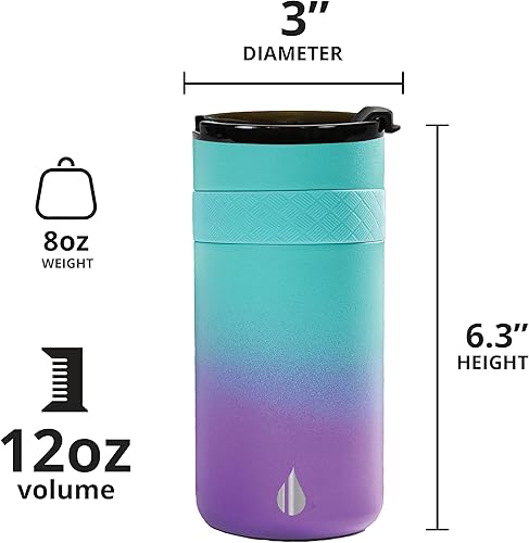 Miniatura 2 de Elemental Duo-Sip - Vaso aislado 2 en 1 con tapa 100% a prueba de fugas y tapa delgada de 12 onzas, vaso de acero inoxidable de triple pared para