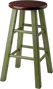 Winsome Wood Ivy 24" Counter Stool Rustic Green w/Walnut Seat