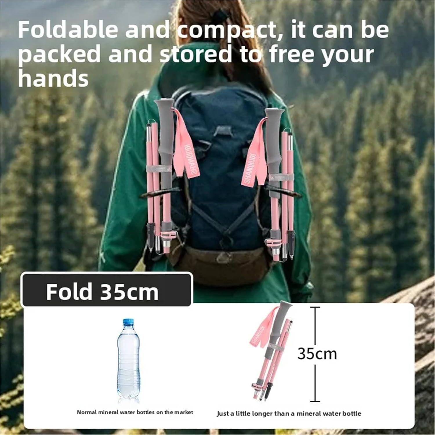 Outdoor Carbon Fiber, Lightweight Folding, Retractable Trekking Poles, Essential for Mountaineering