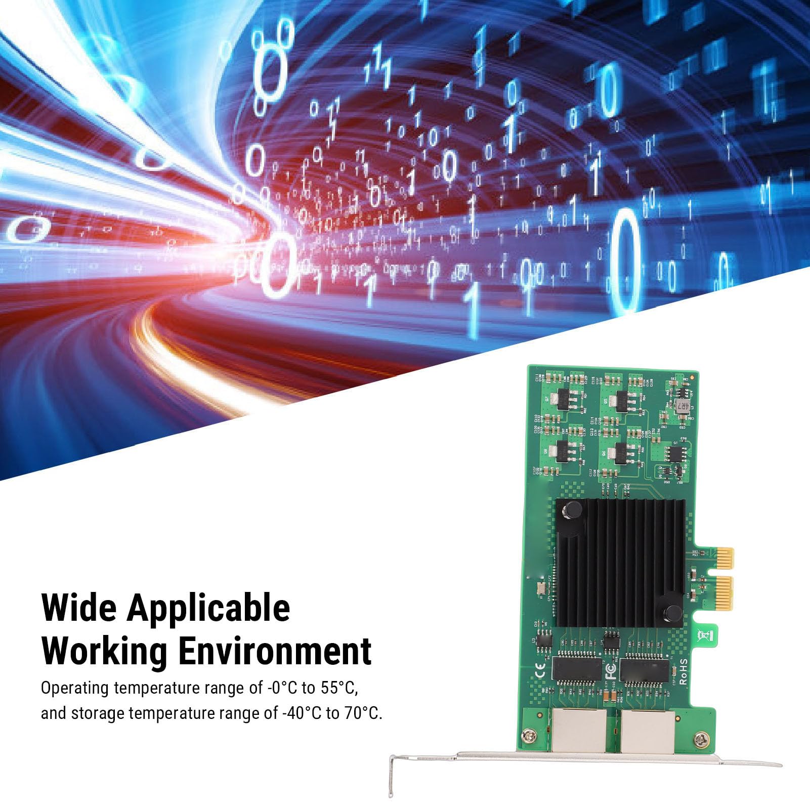 Karta Sieciowa Gigabit Ethernet PCI Express X1, Dwuportowy RJ45 z Chipsetem 82574L, Adapter 10/100/1000Mbps Zapewniający stabilną wydajność, Obsługuje Ramki Jumbo PXE DPDK ISCSI dla Komputerów