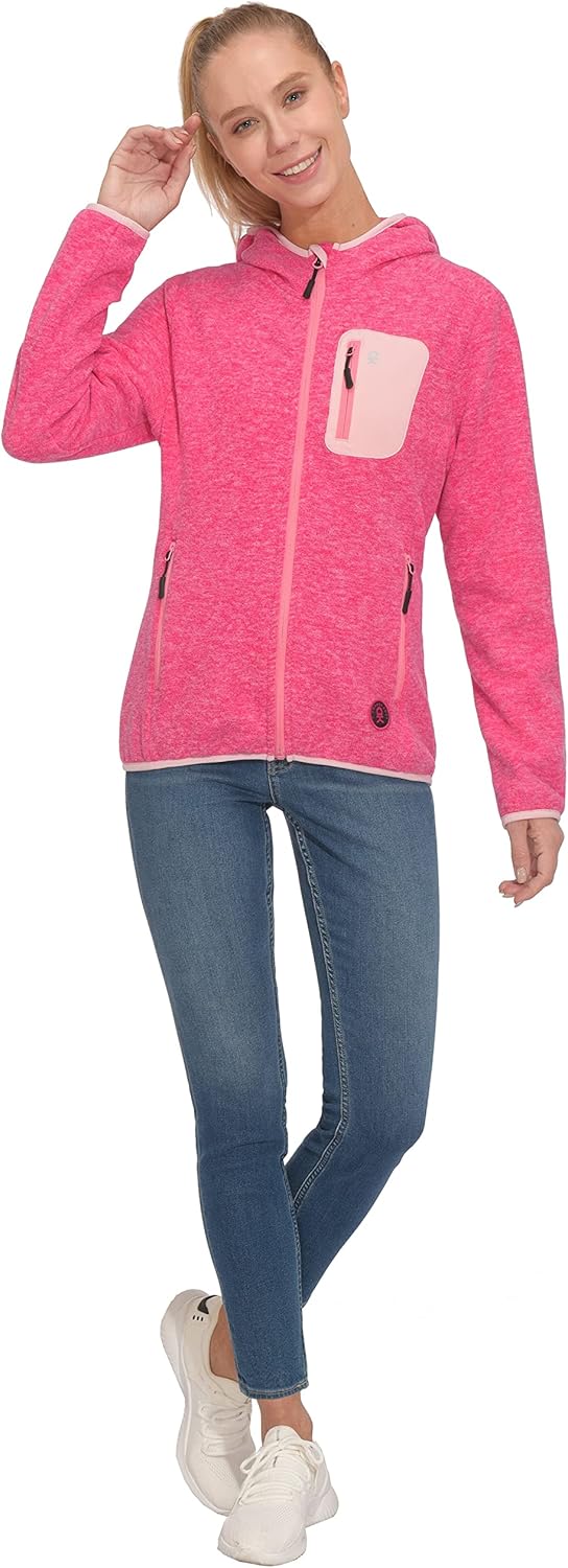 Little Donkey Andy Women's Lightweight Warm Polar Fleece Running Jacket Hooded Full-Zip Thermal Coat Hiking Travel Casual - Image 4