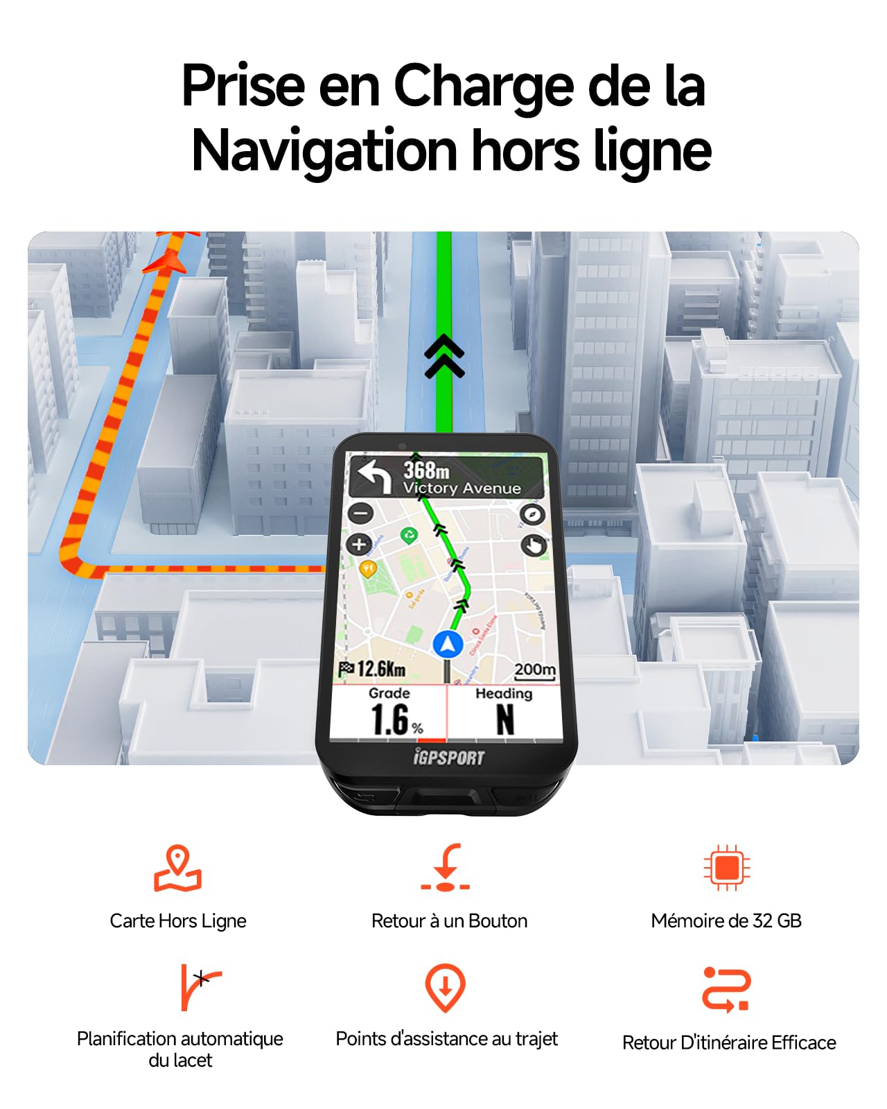 iGPSPORT iGS800 Compteur Velo sans Fil, Écran Tactile3,5 Navigation Map Hors Ligne Ordinateur GPS Intelligent pour Vélo Autonomie de 50 h, 32 Go, WiFi, BLE5.0/Ant+, IPX7 Compteur Velo GPS