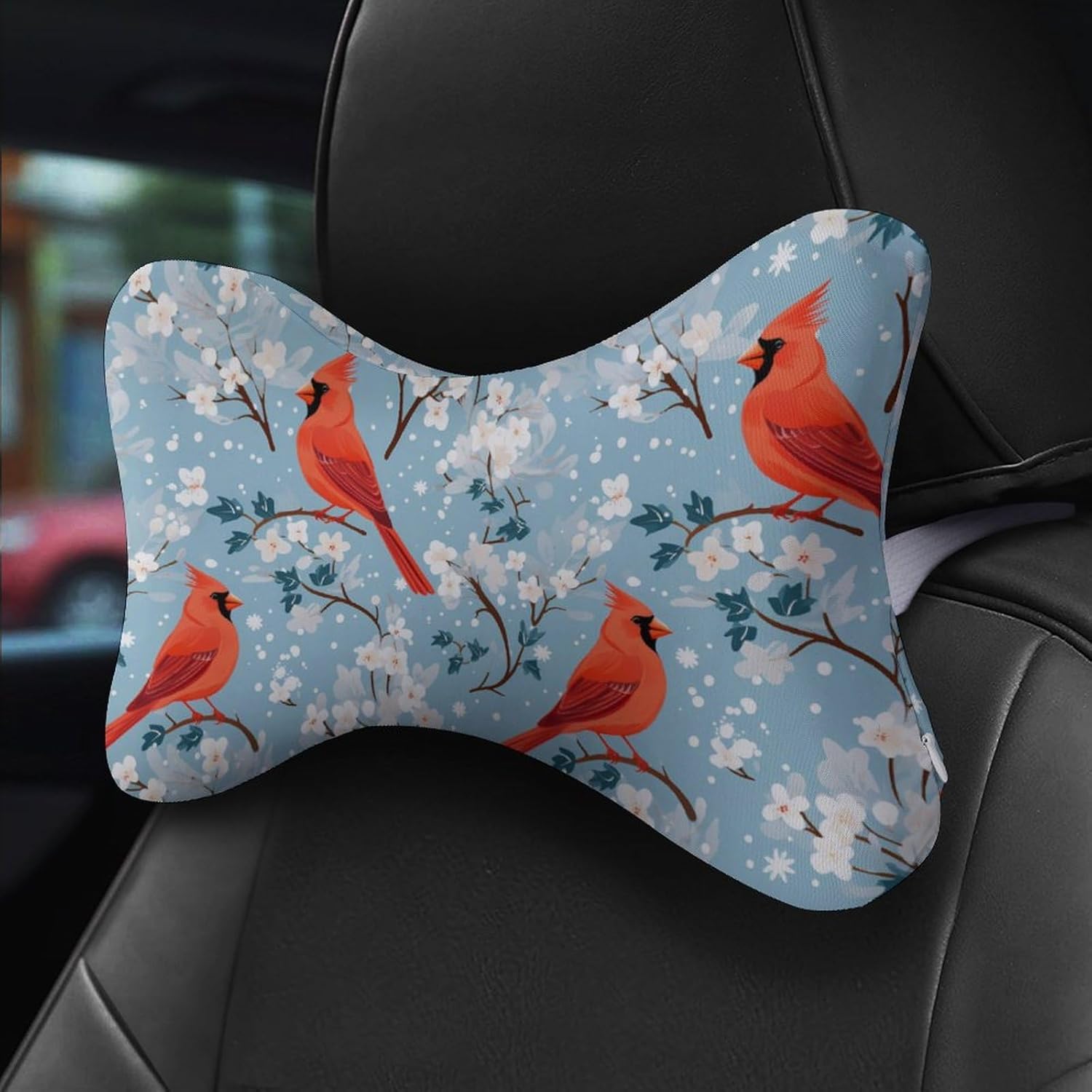 Red-Cardinal Birds 2 Pack Car Neck Pillow Car Headrest Soft Car Pillow for Most Cars