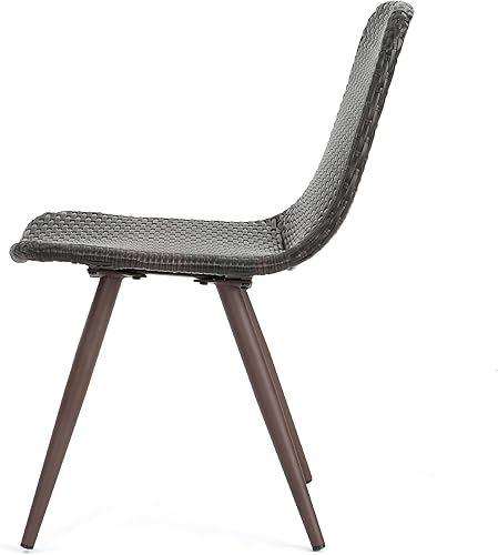 Miniatura 4 de Christopher Knight Home Gila - Sillas de comedor de mimbre para exteriores con patas revestidas en polvo, juego de 2 piezas, marrón multicolor /