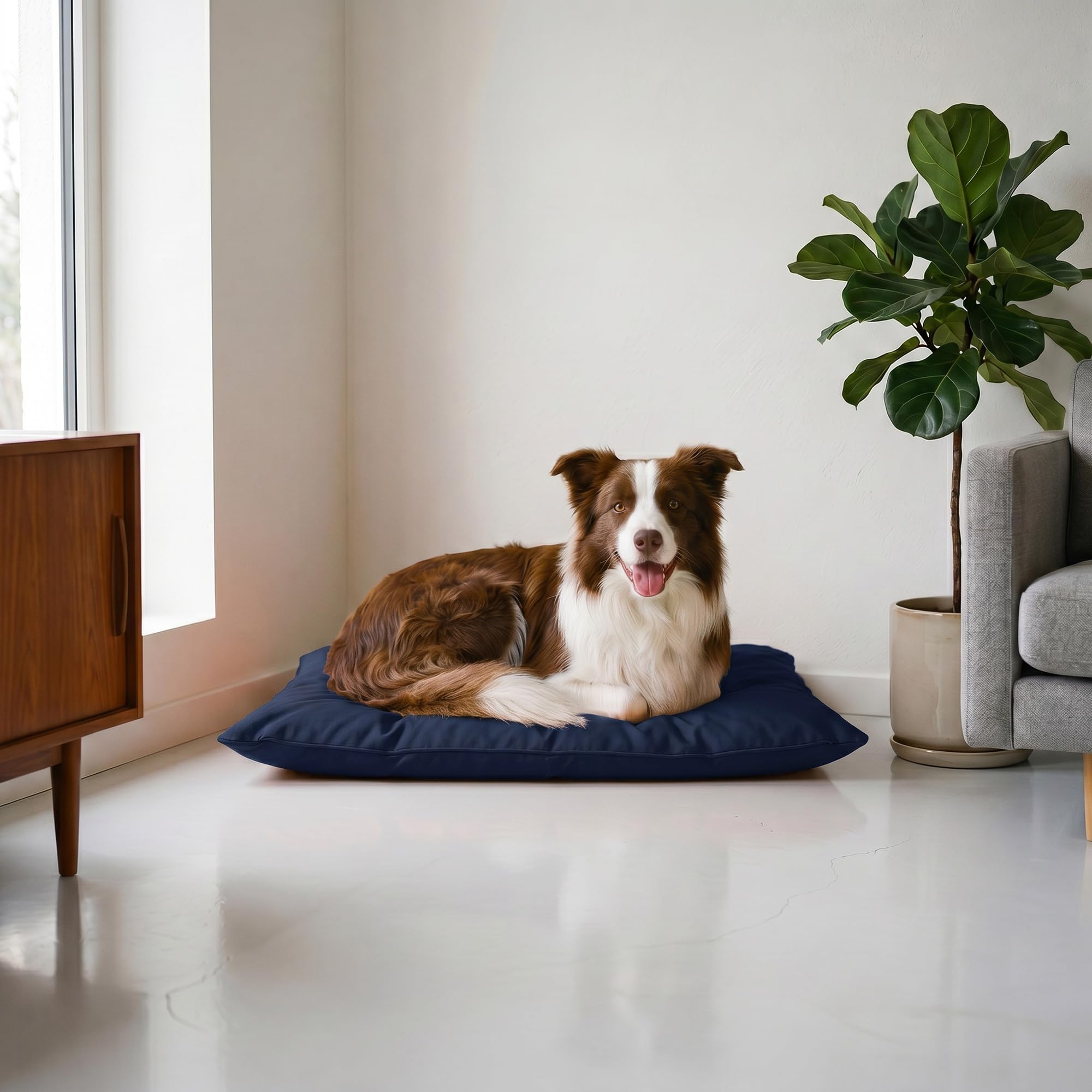 Coussin rembourré chien et chat bleu foncé 60x100 cm idéal pour vos retours de balade