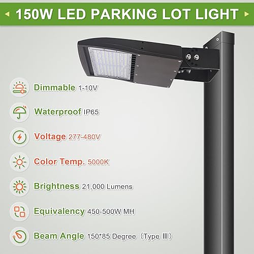 Vista 17 de LED Flying Direct luz LED para la calle, estacionamientos, postes, áreas exteriores, 5000k, DLC UL (café), 150.00watts, 480.00 volts 150 W