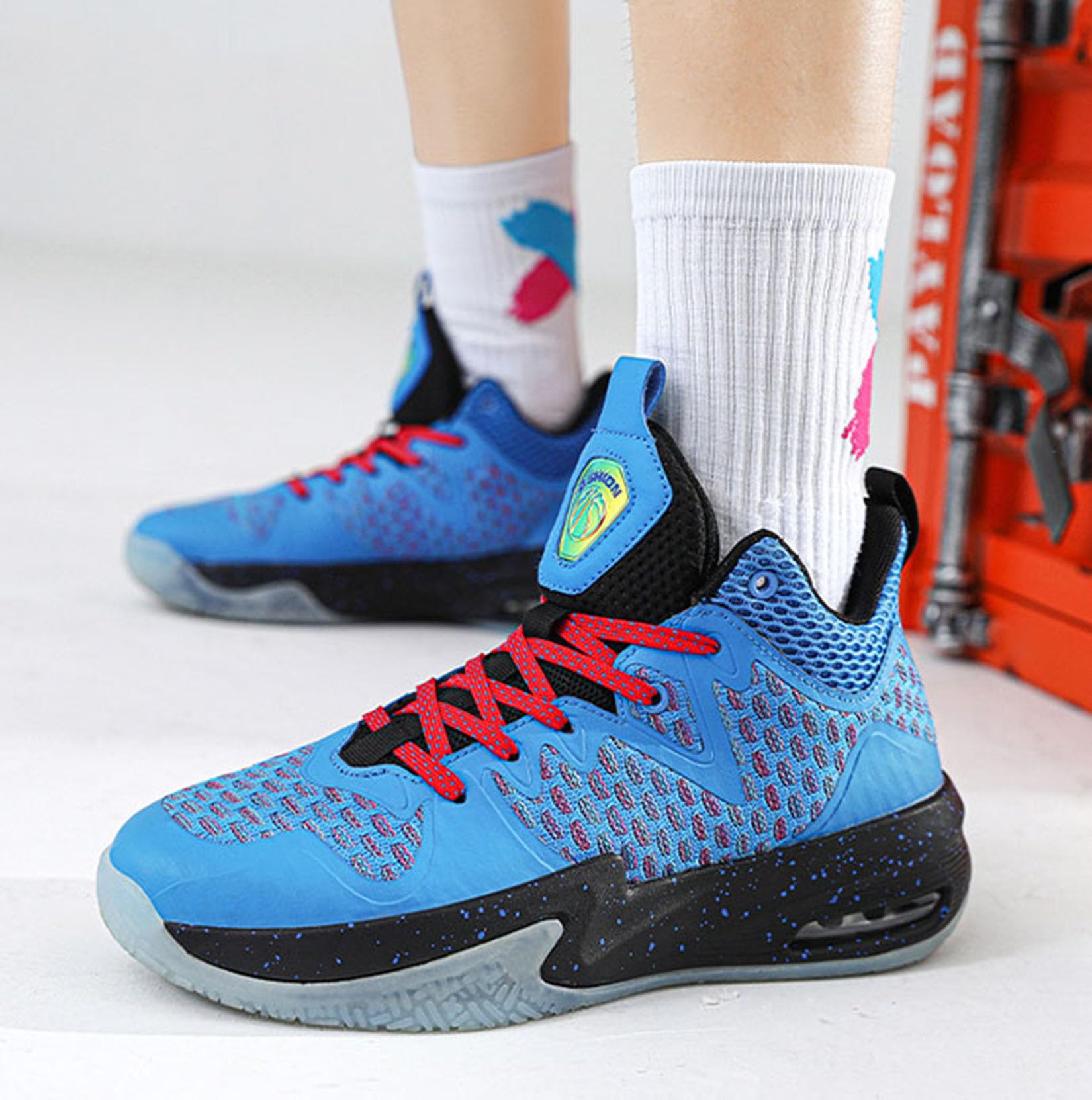 Męskie Buty Do Koszykówki Wiosenne Lato Oddychające Buty Treningowe Chłopców Buty Sportowe(44 EU, Z2)