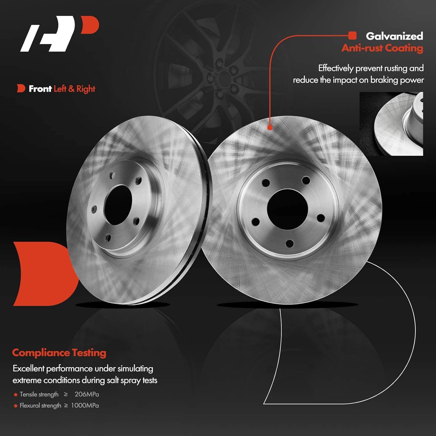 A-Premium 12.58 inch (319.6mm) Front Vented Disc Brake Rotors + Ceramic Pads Kit Compatible with Select Infiniti and Nissan Models - FX35/FX45 2003-2005, Altima 2005-2006, Maxima 2004-2008, Murano