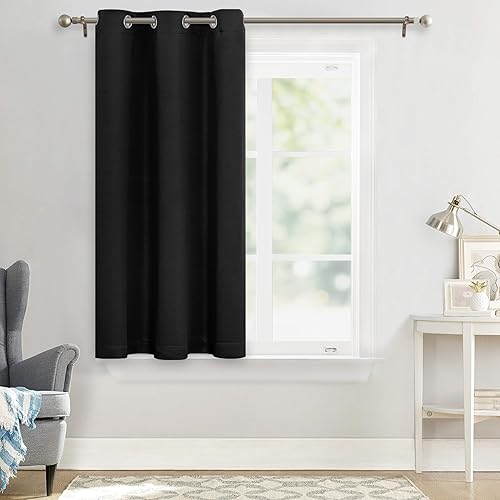 Miniatura 7 de MYSKY HOME - Cortina opaca para dormitorio, con ojales, increíble tejido triple y aislamiento térmico, 1 panel de cortina de 107 x 114 cm, negro