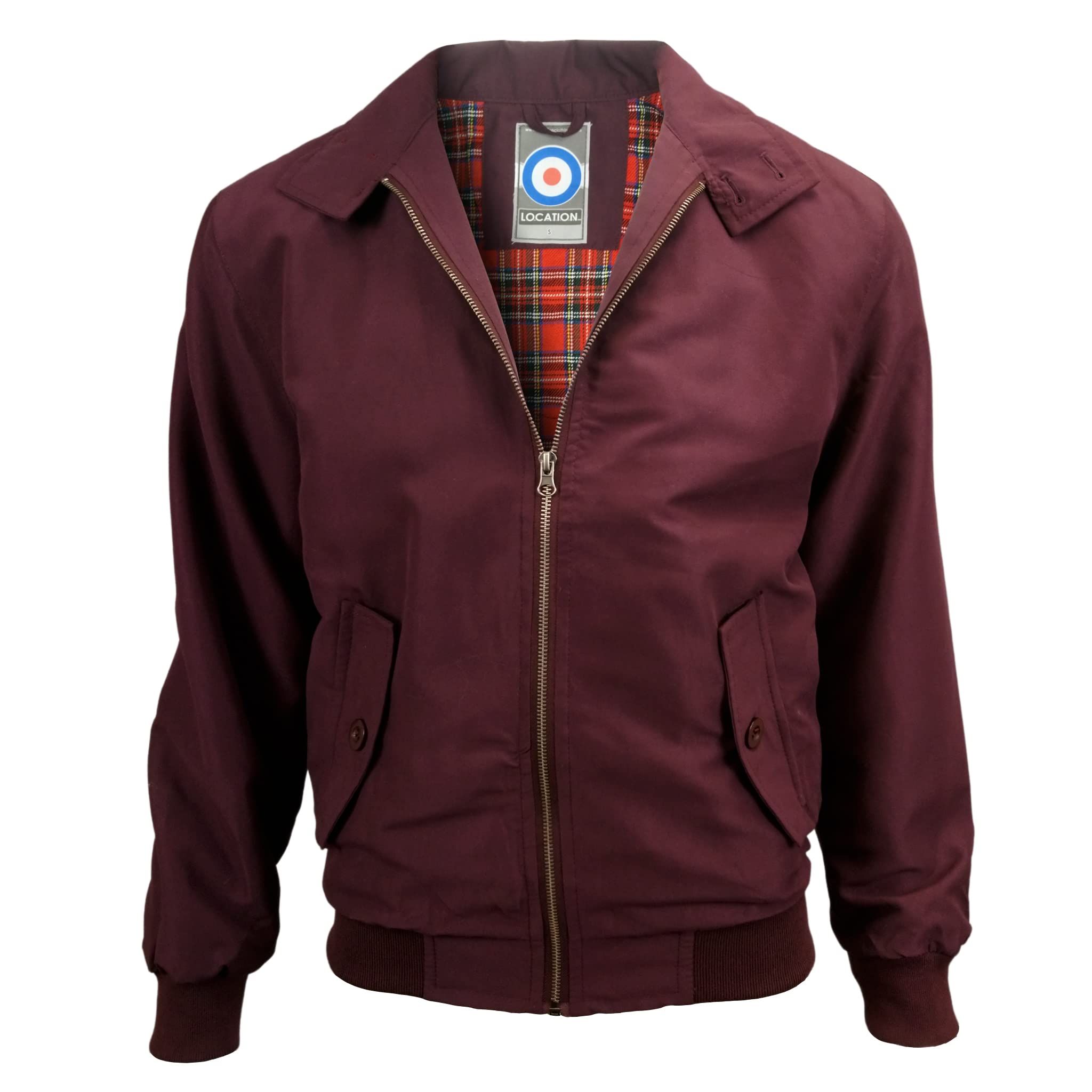 Location Tartan Lining Harrington Jacket (Burgundy, S 36-38)