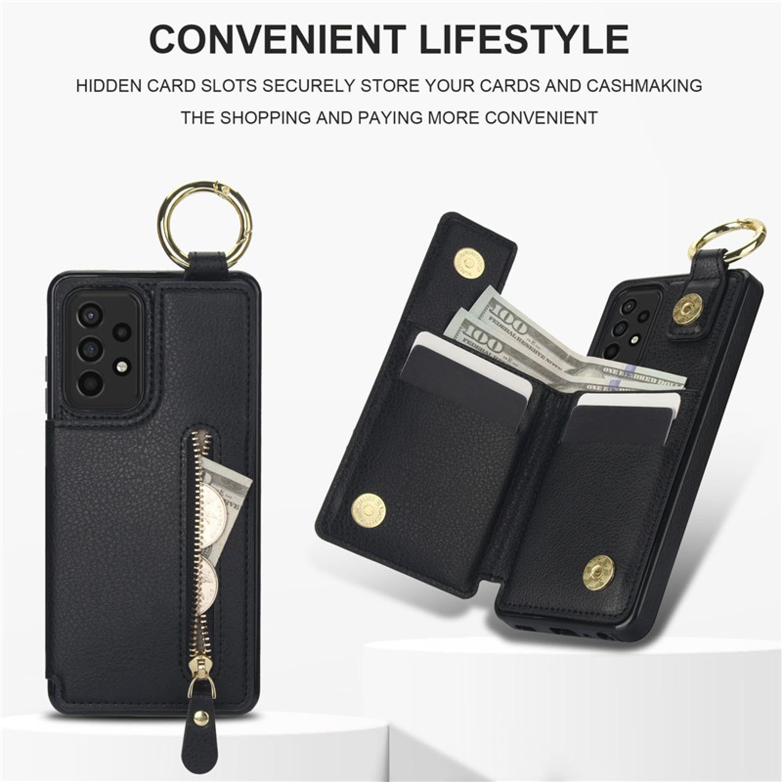 Do SamsungA50 A50S A30S Pierścień Skórzany Zamek Portfel Karty Telefon Etui Flip Stand Pokrowiec (Do SamsungA50 A50S A30S/Wino czerwone)
