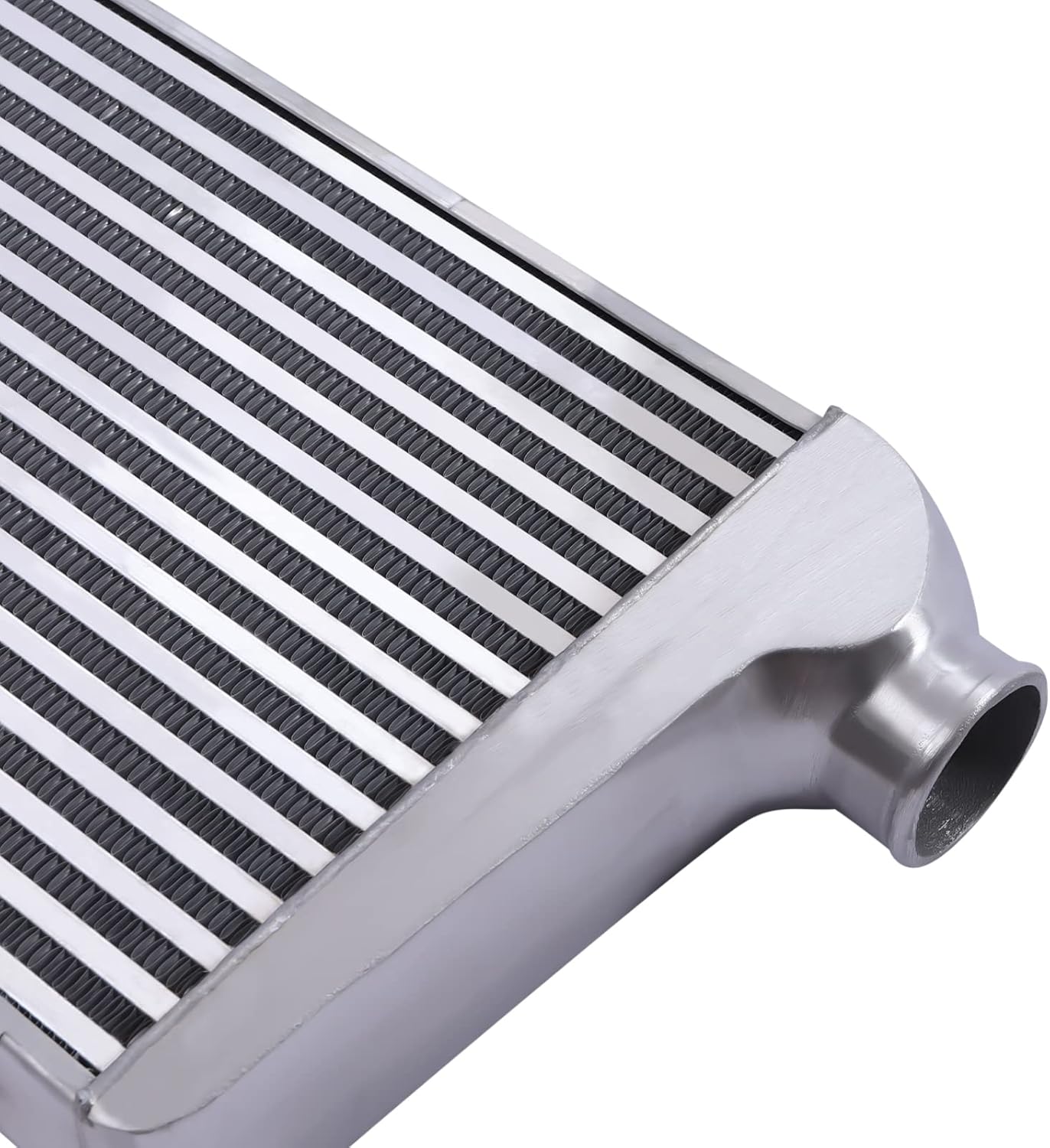 Universal Mount Turbo Intercooler, 25" X 12" X 3"Front Mount Intercooler 2.5" Inlet/Outlet One Side Universal Aluminum Turbo Intercooler Replacement for Any Turbo Charger System (25x12x3" 2.5")