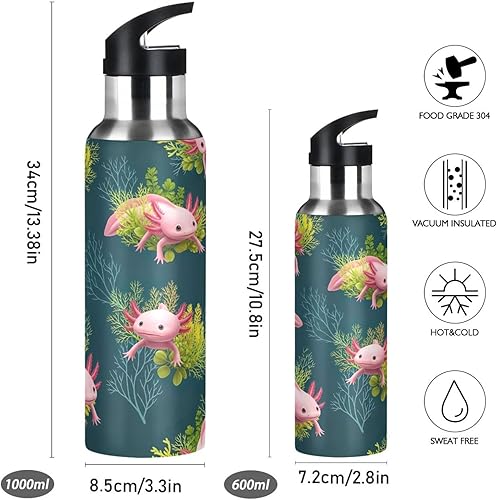 Miniatura 2 de Axolotls Stainless Steel Water Bottle 32 Oz Leakproof Water Bottles, BPA-Free Sports Water Bottle
