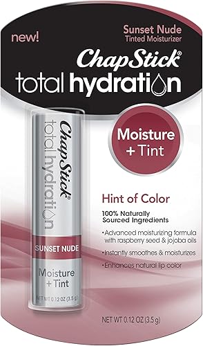 ChapStick Total Hydration Moisture + Tint Sunset Nude - Tubo de bálsamo labial con color, hidratante con color, de 0.12onzas