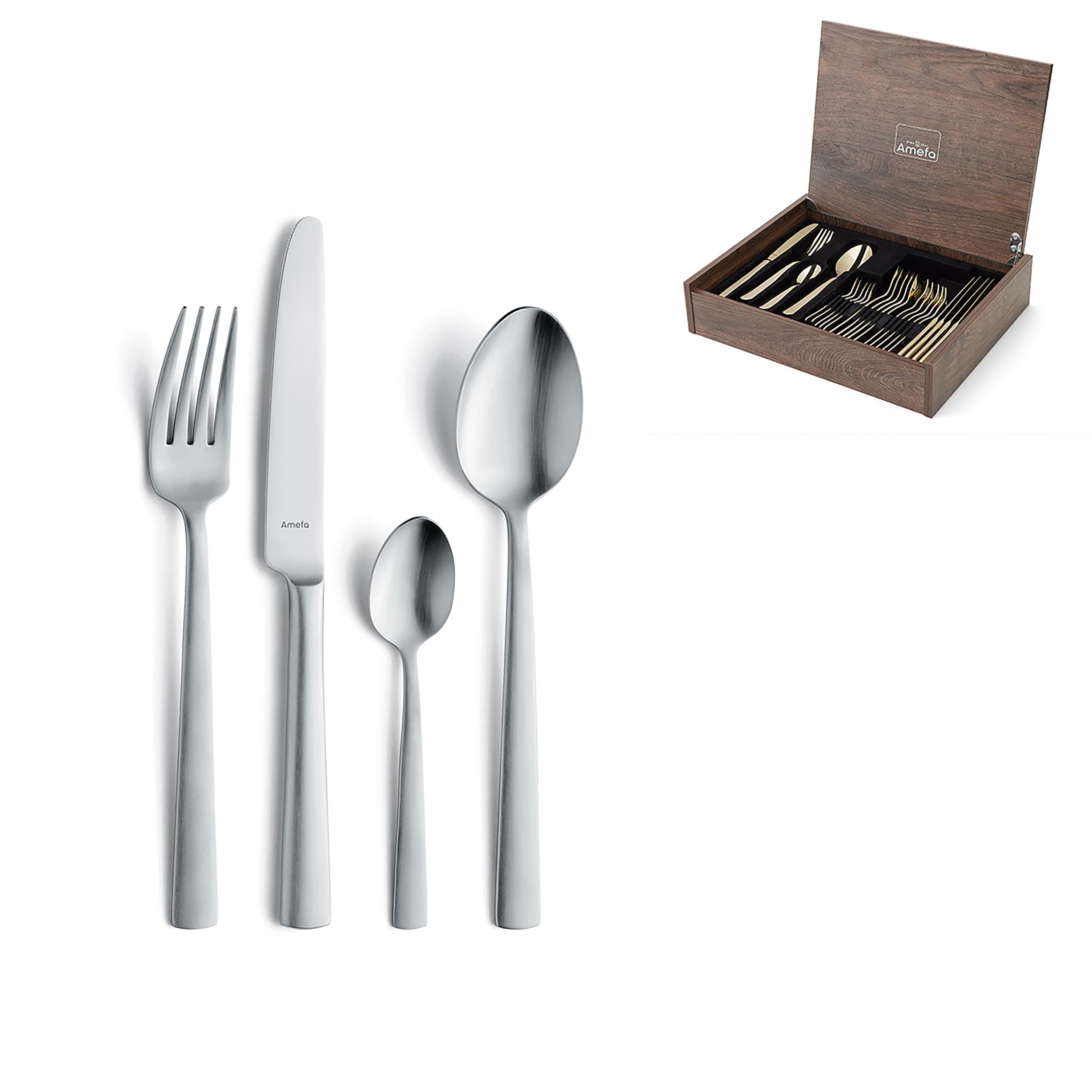 Amefa VENTURA Besteck Set 24-tlg für 6 Personen, 18/10-Edelstahl, mattiert | spülmaschinenfest, 24-teilig