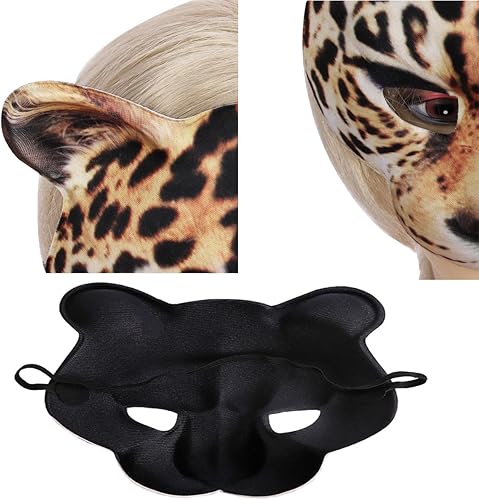 Miniatura 6 de 1 máscara de media cara de Halloween, máscaras de leopardo para Halloween, carnaval, fiesta, disfraces, accesorios de disfraces