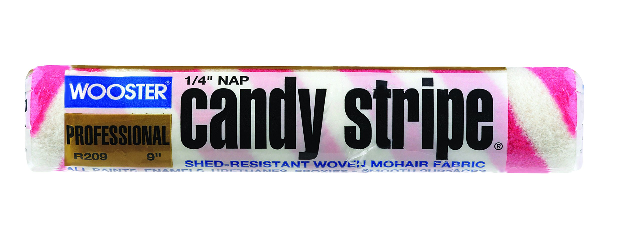 Wooster Candy Stripe Mohair Blend 1/4 in. x 9 in. W Regular Paint Roller Cover For Smooth Surfaces