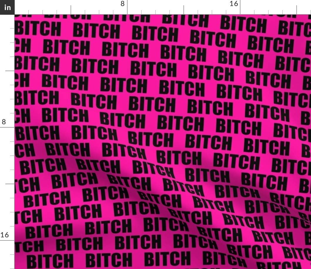 Spoonflower Fabric - Curse Adult Profanity Rude Swear Words Hot Pink Black Printed on Petal Signature Cotton Fabric by The Yard - Sewing Quilting Apparel Crafts Decor