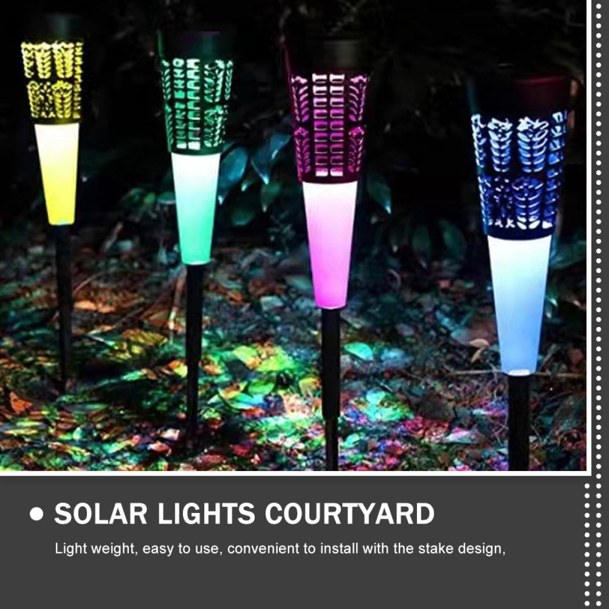 POPETPOP 6pcs Solar Garden Stake Lights Decorative Outdoor Lighting for Pathway and Warm Solar Lamp for Lawn Patio and Garden Decoration