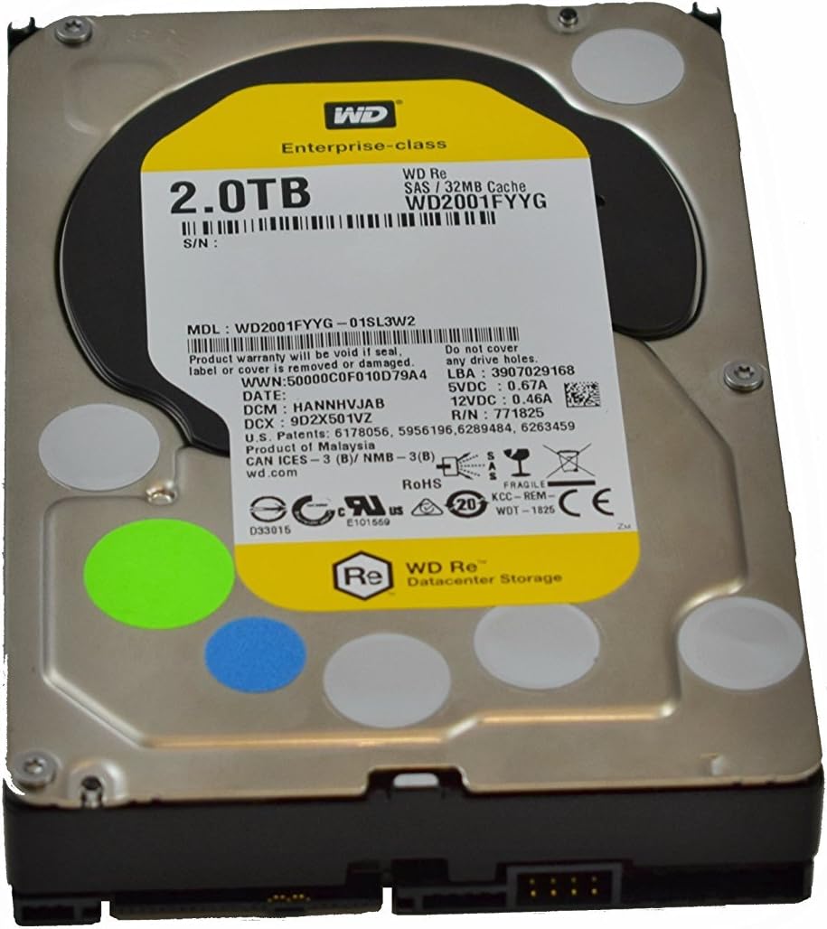 WD RE SAS 2 TB Enterprise Hard Drive: 3.5 Inch, 7200 RPM, SAS, 32 MB Cache - WD2001FYYG