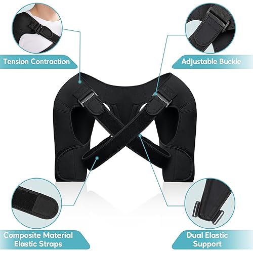 Miniatura 5 de U.Y.U ESENCE Soporte de hombro doble para mujeres y hombres, alivio del dolor de hombro, soporte de hombro doble para manguito rotador, hombro