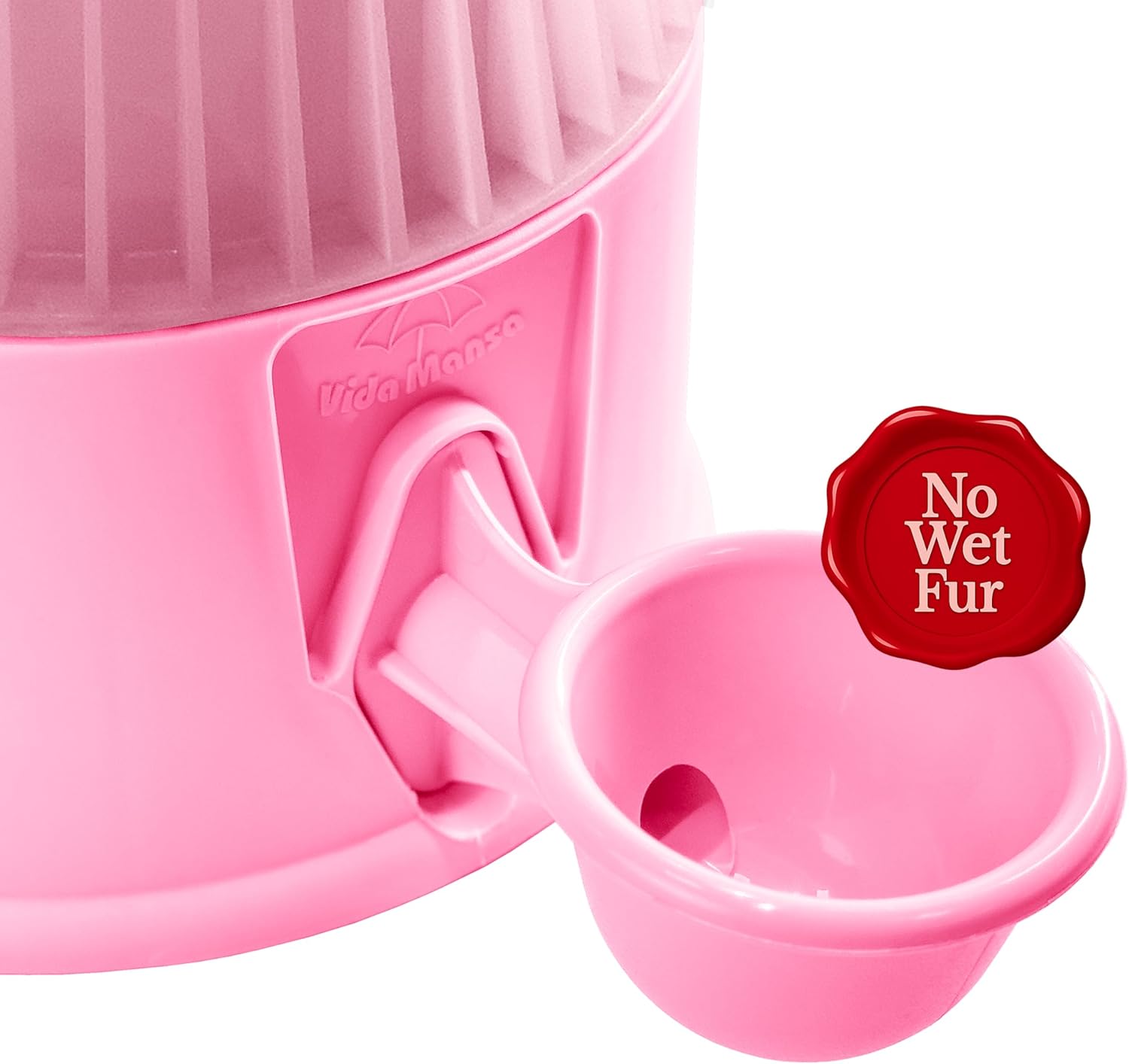 Pet Water Dispenser for Dogs and Cats, 67.6 oz – Gravity-Fed Water Bowl for Clean Drinking, Prevents Wet Fur, BPA-Free Polypropylene, (Clear Pink)