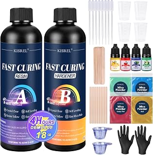 KISREL Fast Cure Epoxy Resin, 18oz Quick Cure Resin - 4 Hour Mold Demold, Crystal Clear and Bubble Free, Fast Drying Clear Resins for Jewelry Making, Painting, Coatings, Tumblers, Craft, Art, Molds