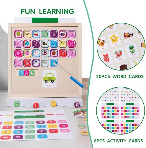 Miniatura 4 de SRENJU SINU Tablero de juego magnético del alfabeto a juego, mayúsculas de madera ABC preescolar educativas actividades de aprendizaje de ortografía