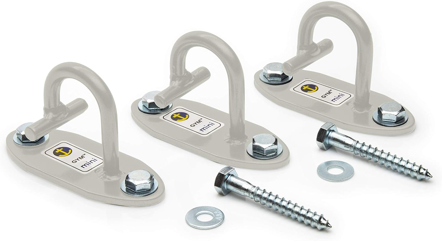 Anchor Gym Mini H1 (Set of 3) - Resistance Bands Wall Mount Anchors, Light Grey/Off White