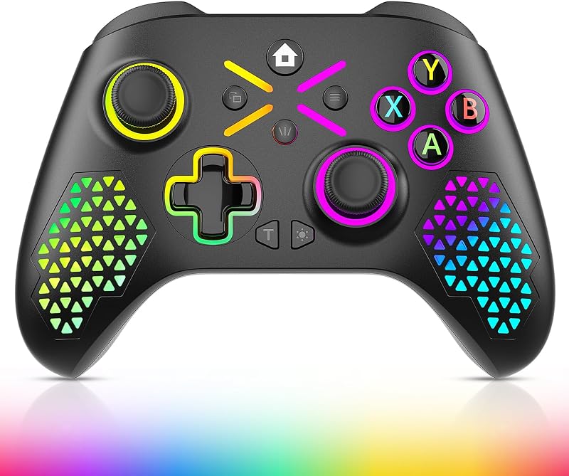 Control de juegos inalámbrico Gamrombo compatible con Xbox One S/X, Xbox Series X/S Windows 10/11 PC Gaming Controller with Adjust RGB Light/Audio Jack/Turbo/Macro/Dual Shock
