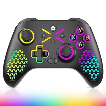 Gamrombo Wireless Gaming Controller Compatible with Xbox One S/X, Xbox Series X/S Windows 10/11 PC Gaming Controller with Adjust RGB Light/Audio Jack/Turbo/Macro/Dual Shock