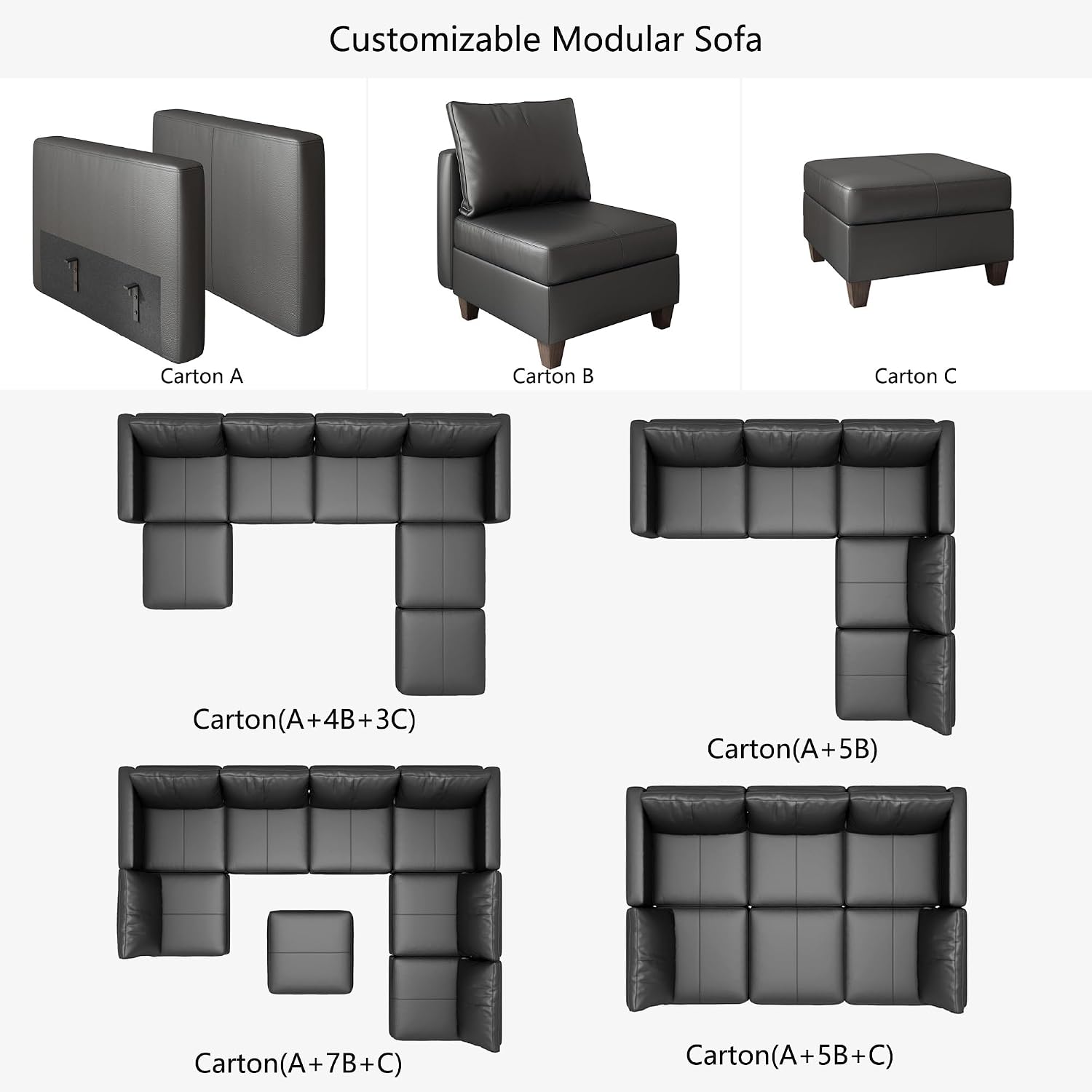 EASE MOOSE Middle Module Seat for Modular Sofa Armless Chair Customizable Sectional Sofa Couch with Storage