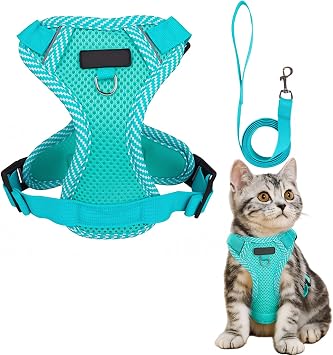Cat Harness and Leash Escape Proof Harness for Kitten Puppy Adjustable Breathable Cats Dog Easy Walk Seatbelt Small, Blue