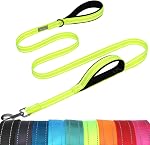 VIVAGLORY Poignée double poignée Poignées de chien avec poignée de circulation & 2 Loop pour marcher & Entraînement, contrôle de la circulation Reflective lourd service pour chiot Pet, 6ft x 1in, rose