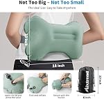 Mixtrend Travel Lumbar Pillow – Inflatable Memory Foam Back Support Cushion for Airplane, Car, Office Chair, Long Flight – Ergonomic Pain Relief for Women, Men & Kids (Matcha Green)