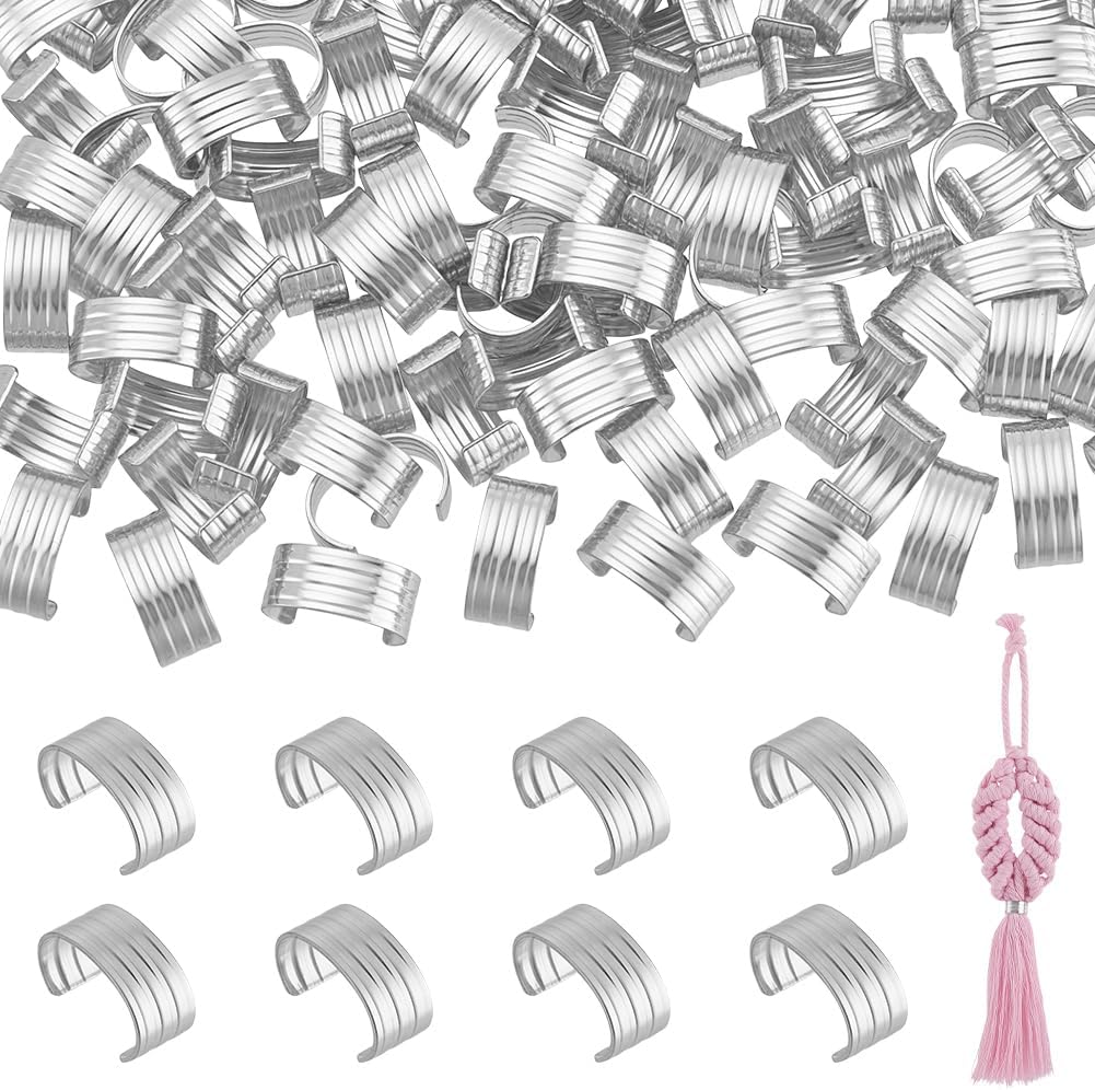 PH PandaHall 120pcs Leather Rope Clips, Platinum Cylindrical Crimp Tubes Foldable End Cap Cord Crimps Jewelry Clamps Cords Fastener for DIY Craft Lanyard Tassel Leather Cords Jewelry Making