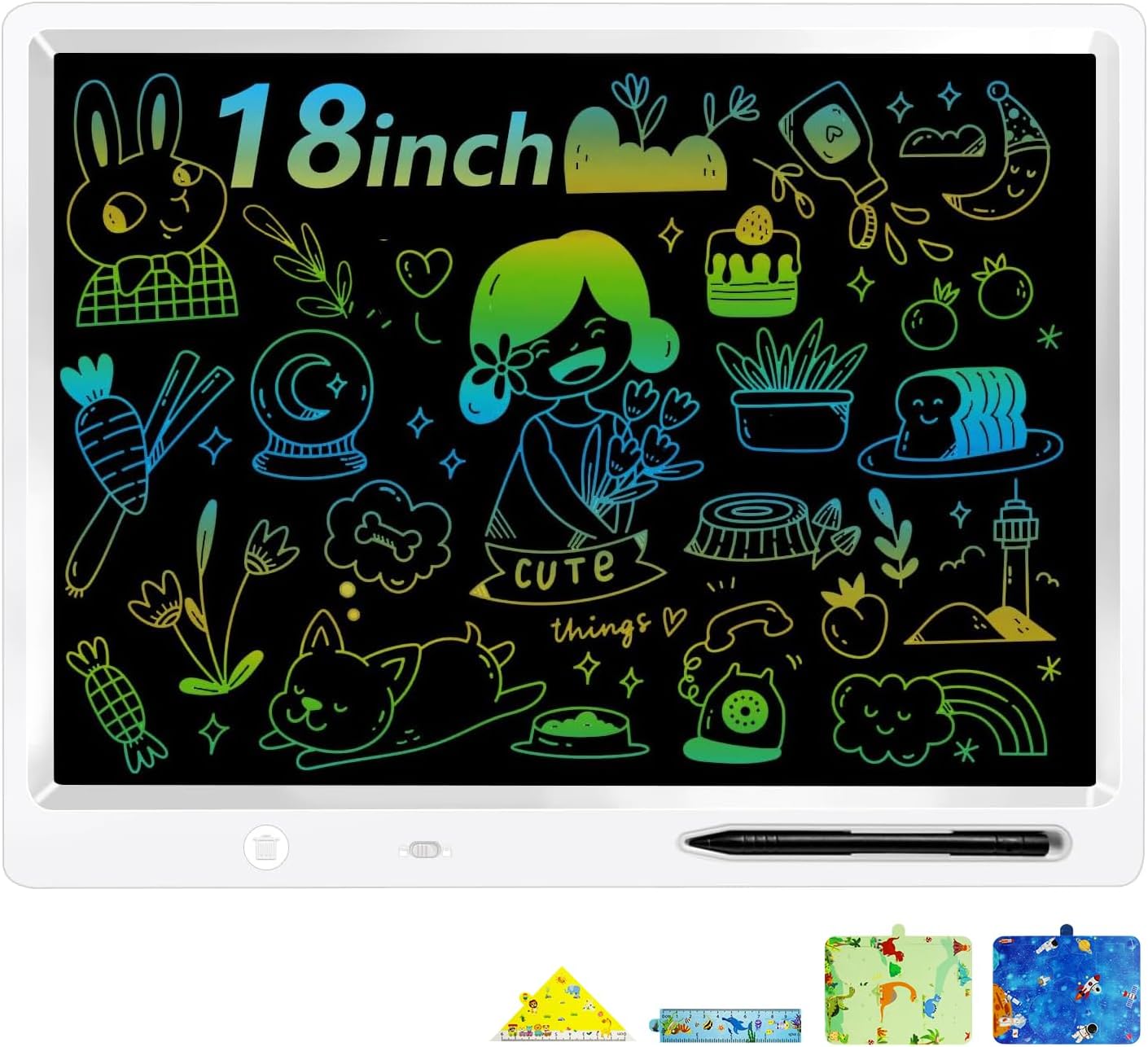LCD Writing Tablet, 18 Inch Colorful Doodle Board Valentines Kids Gifts,Erasable LCD Writing Tablet for Kids, Home School Office Christmas Gifts for 3-12 Years Home School