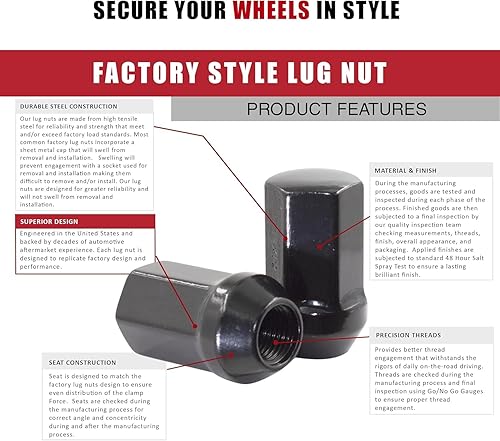 Vista 33 de Wheel Accessories Parts 20 tuercas hexagonales de 1/2"-20 roscas de 1.378 in 1.38" de largo cromadas 13/16" 0.827 in para Ford Mustang Jeep CJ