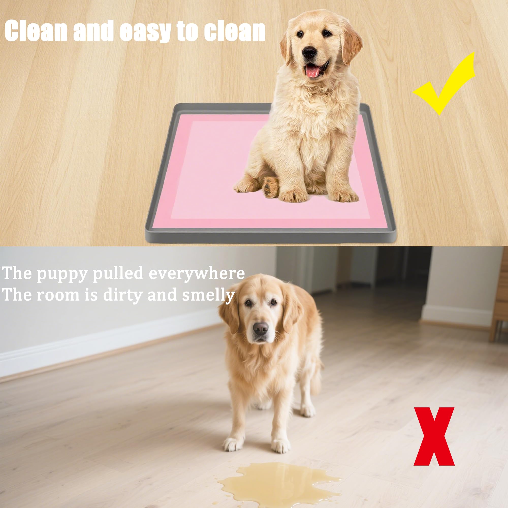 Puppy Pee Pad Tray Halter Set für Hunde, rutschfeste Silikon Hund Pee Pad, Multifunktionale Staubdichte wasserdichte, Easy Cleaning Pee Pad Tray Mit,Praktische Dinge Zu Hause