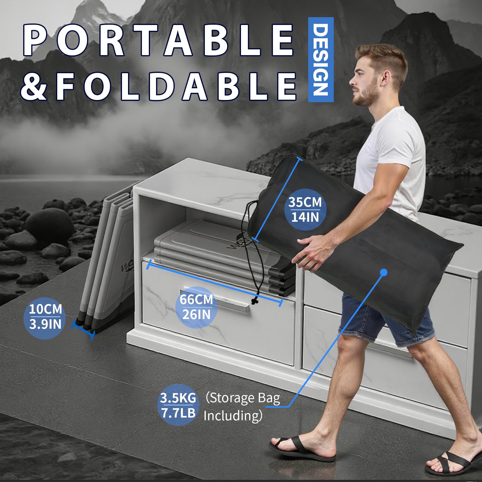 WAVYEASE Baignoire de Glace Pro Portable (Ø80x75 cm) | Pliable avec Housse Isolante | Installation Rapide pour Récupération Sportive, Spa maison & Gym (Gris)