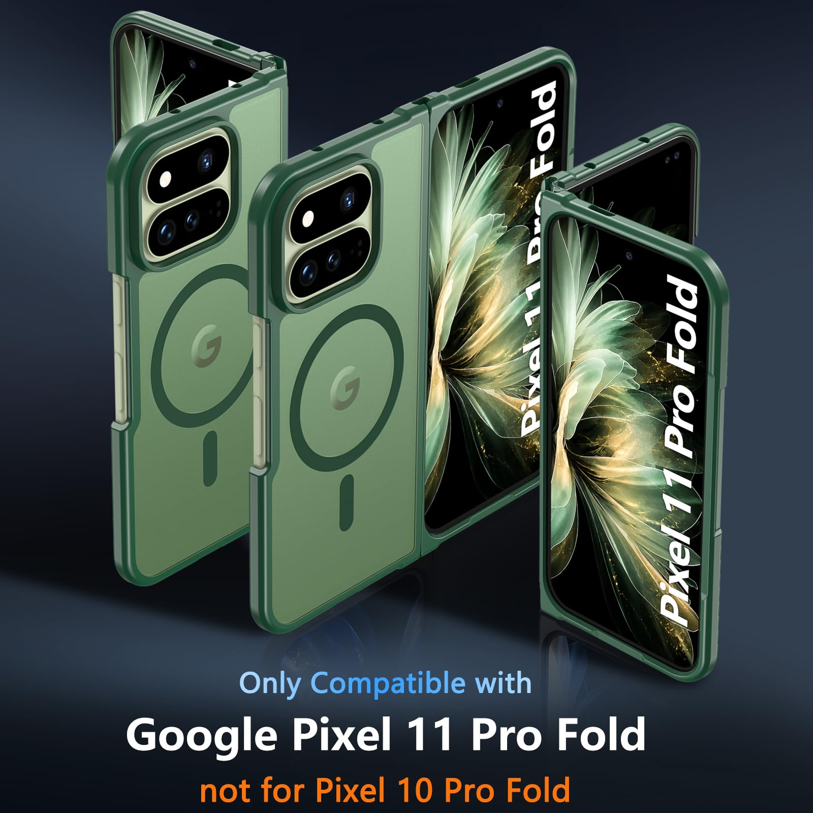 Hensinple Magnetico per Google Pixel 11 Pro Fold Case | Compatibile con MagSafe, custodia protettiva opaca traslucida di grado militare antiurto robusta per Pixel 11 Pro Fold, nero